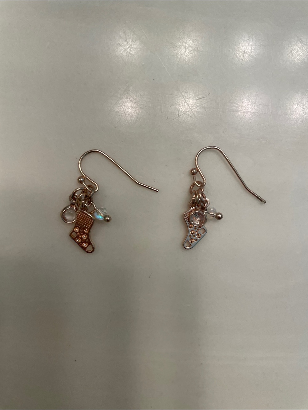 Rose Gold Dangle Ice Skate Charm Earrings - Women's Jewelry